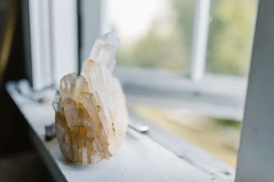 Feng shui crystal for bedroom - amethyst cluster on bedside table promoting restful sleep and positive energy